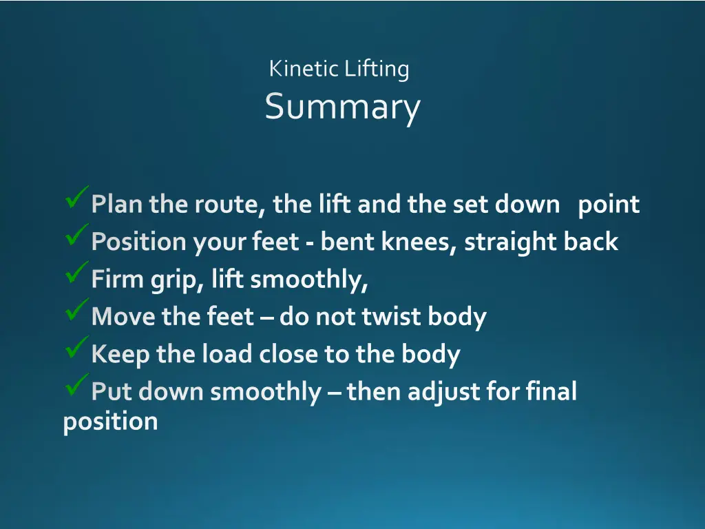 kinetic lifting summary