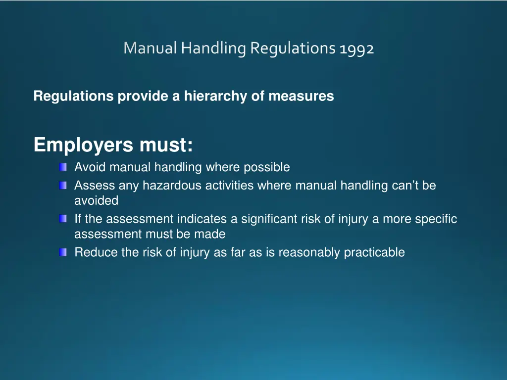 manual handling regulations 1992
