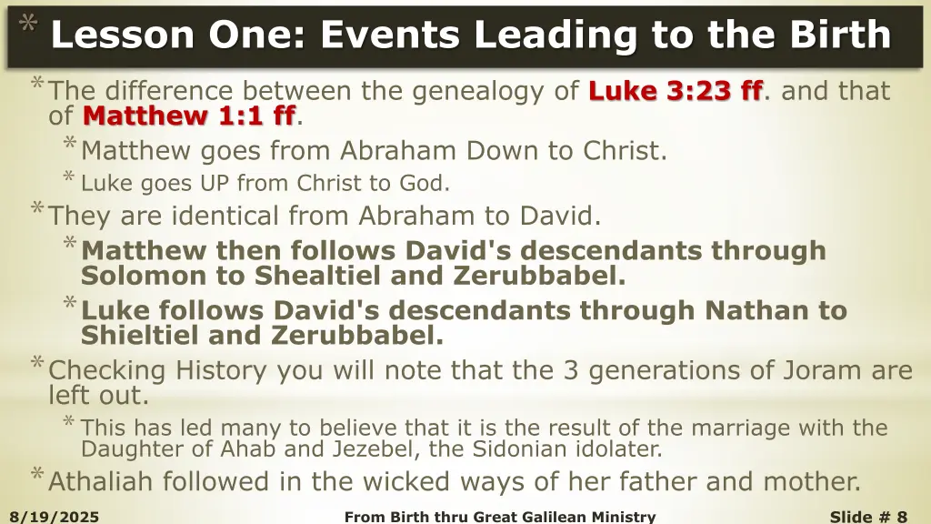 lesson one events leading to the birth 1