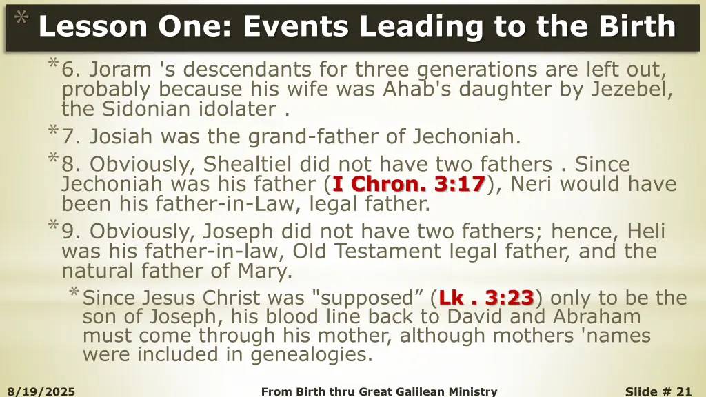 lesson one events leading to the birth 6 joram
