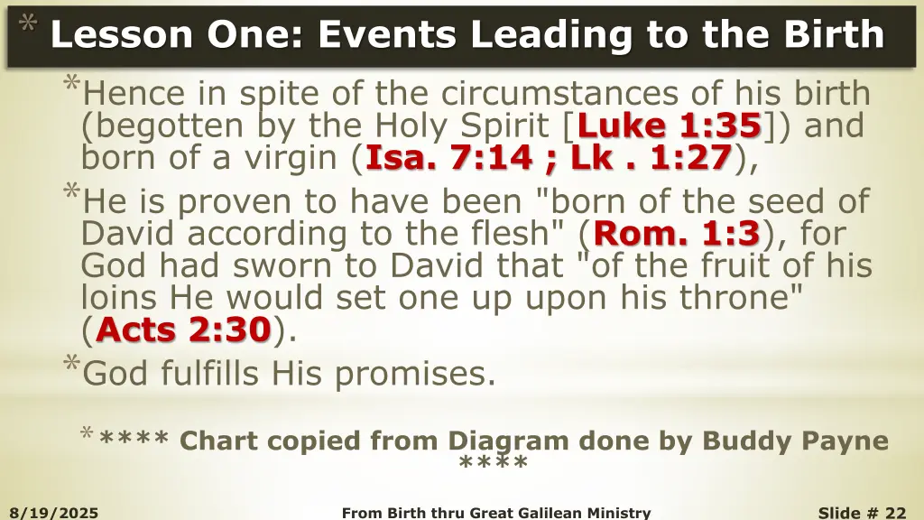 lesson one events leading to the birth hence