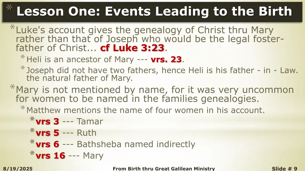 lesson one events leading to the birth luke