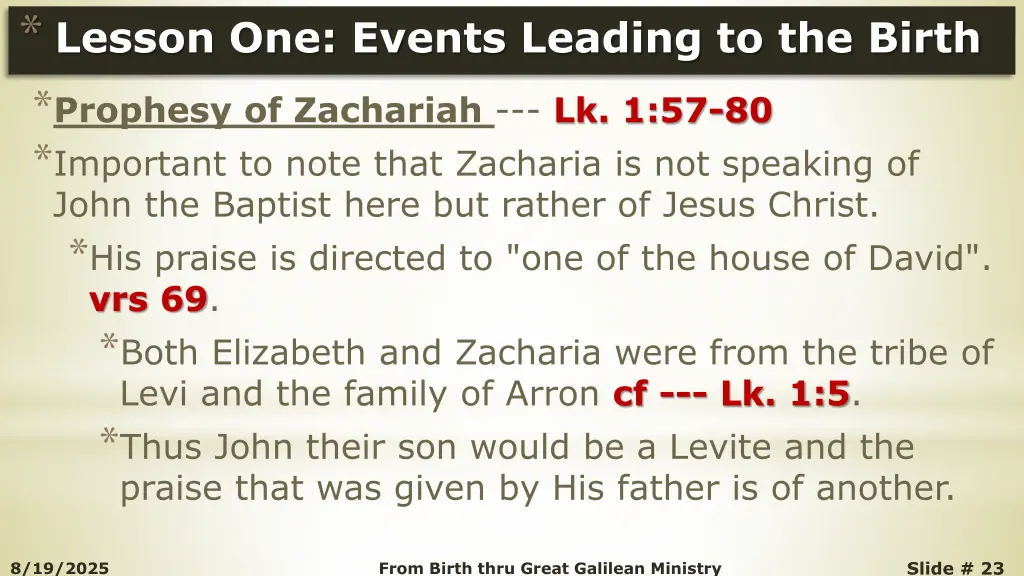 lesson one events leading to the birth prophesy