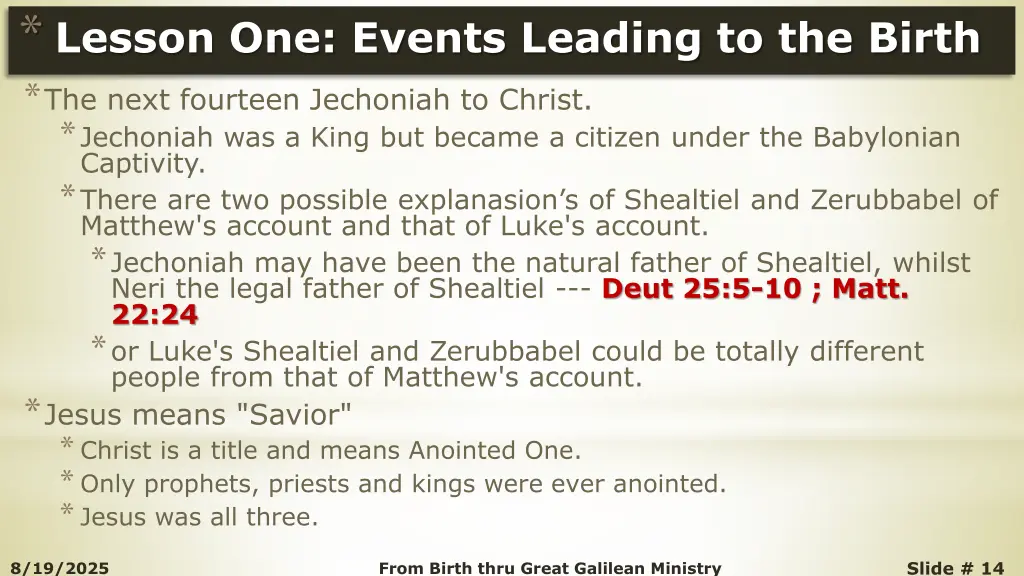 lesson one events leading to the birth the next