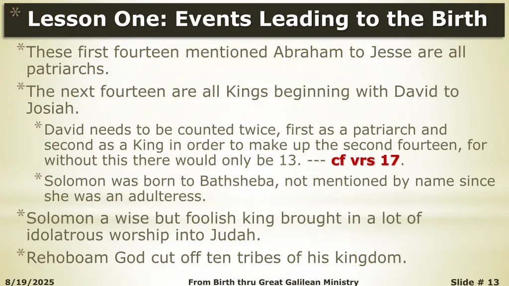 lesson one events leading to the birth these