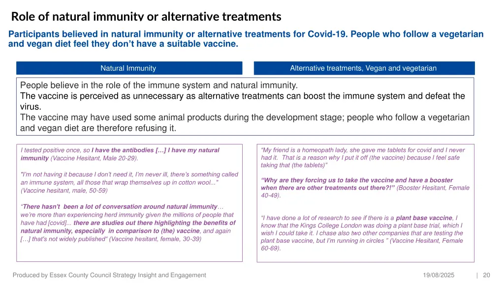 role of natural immunity or alternative treatments