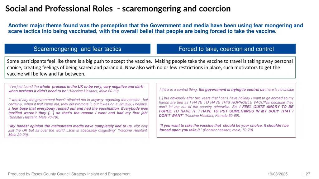 social and professional roles scaremongering