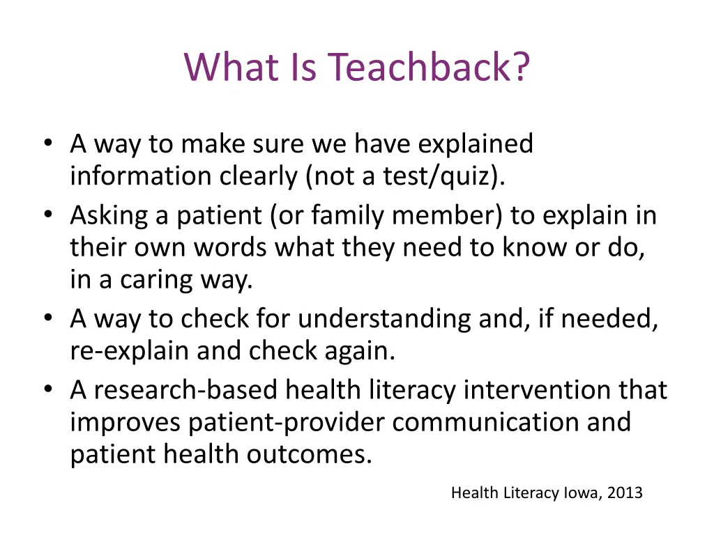 what is teachback