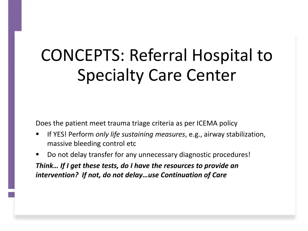 concepts referral hospital to specialty care