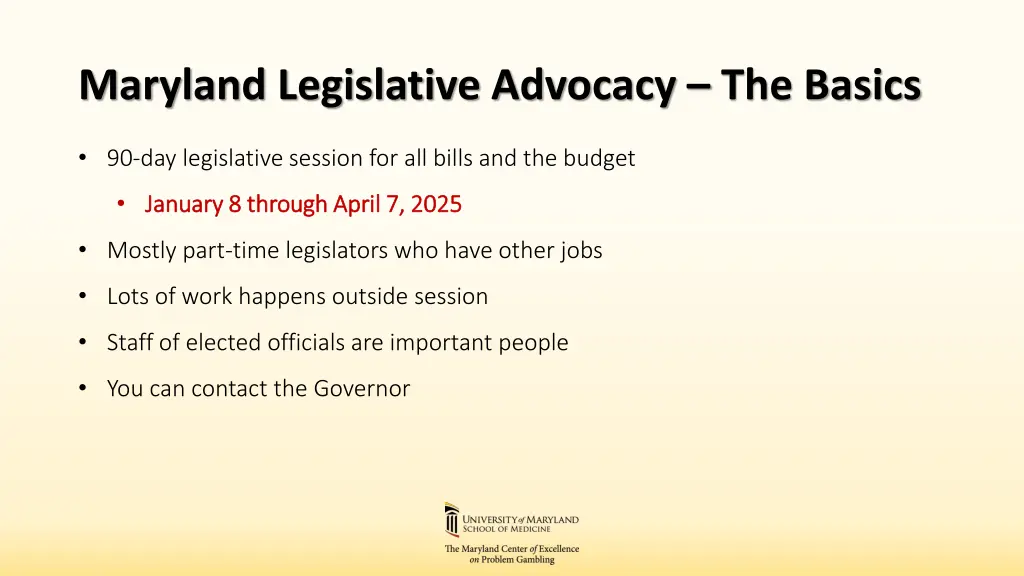 maryland legislative advocacy the basics