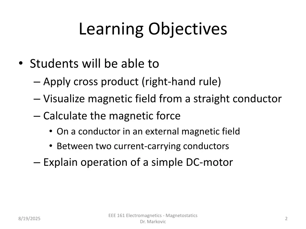 learning objectives