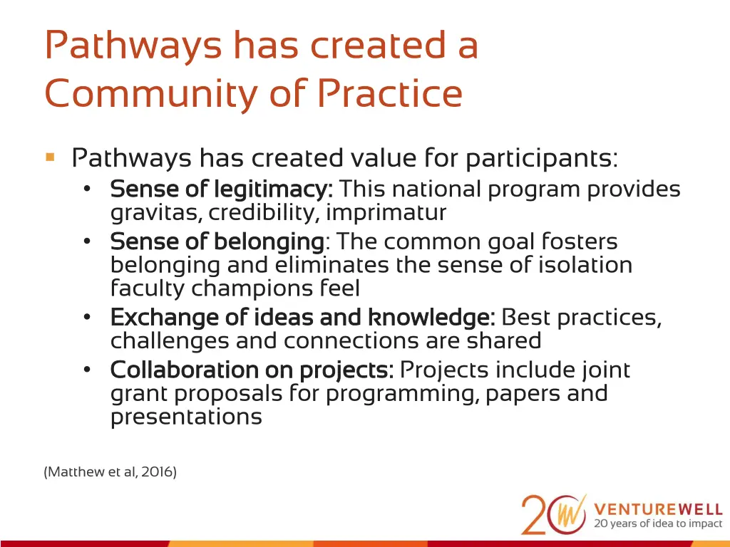 pathways has created a community of practice
