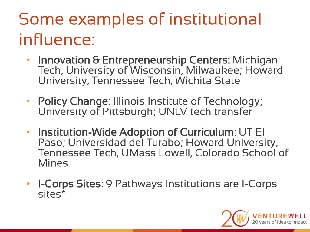 some examples of institutional influence