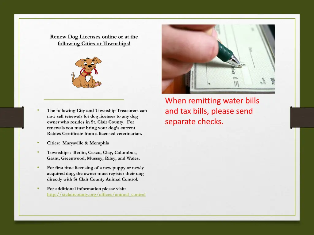 renew dog licenses online or at the following