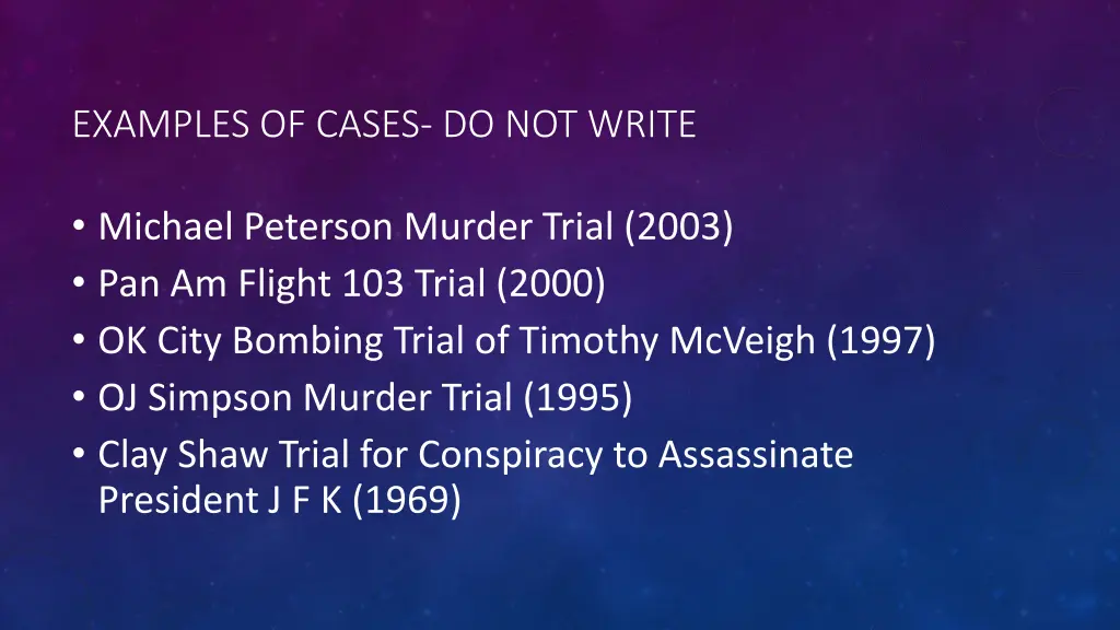 examples of cases do not write