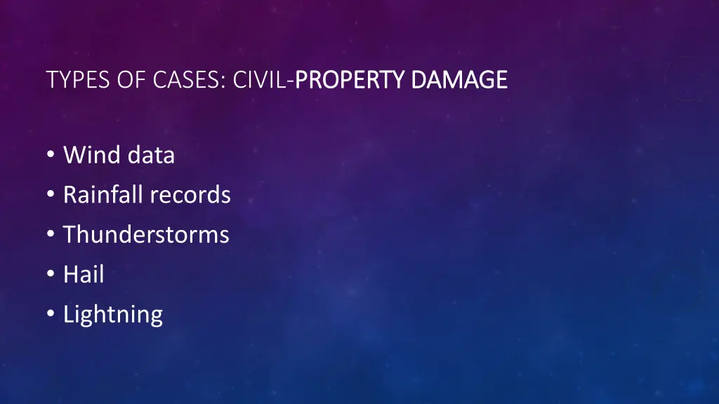 types of cases civil property damage