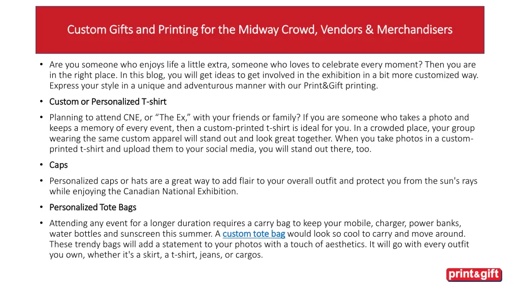 custom gifts and printing for the midway crowd