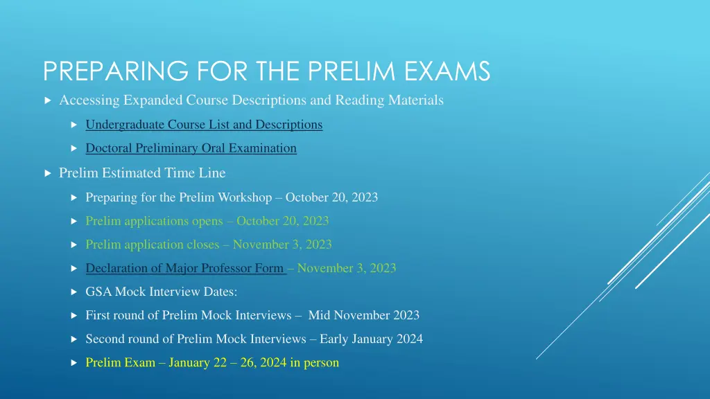 preparing for the prelim exams accessing expanded