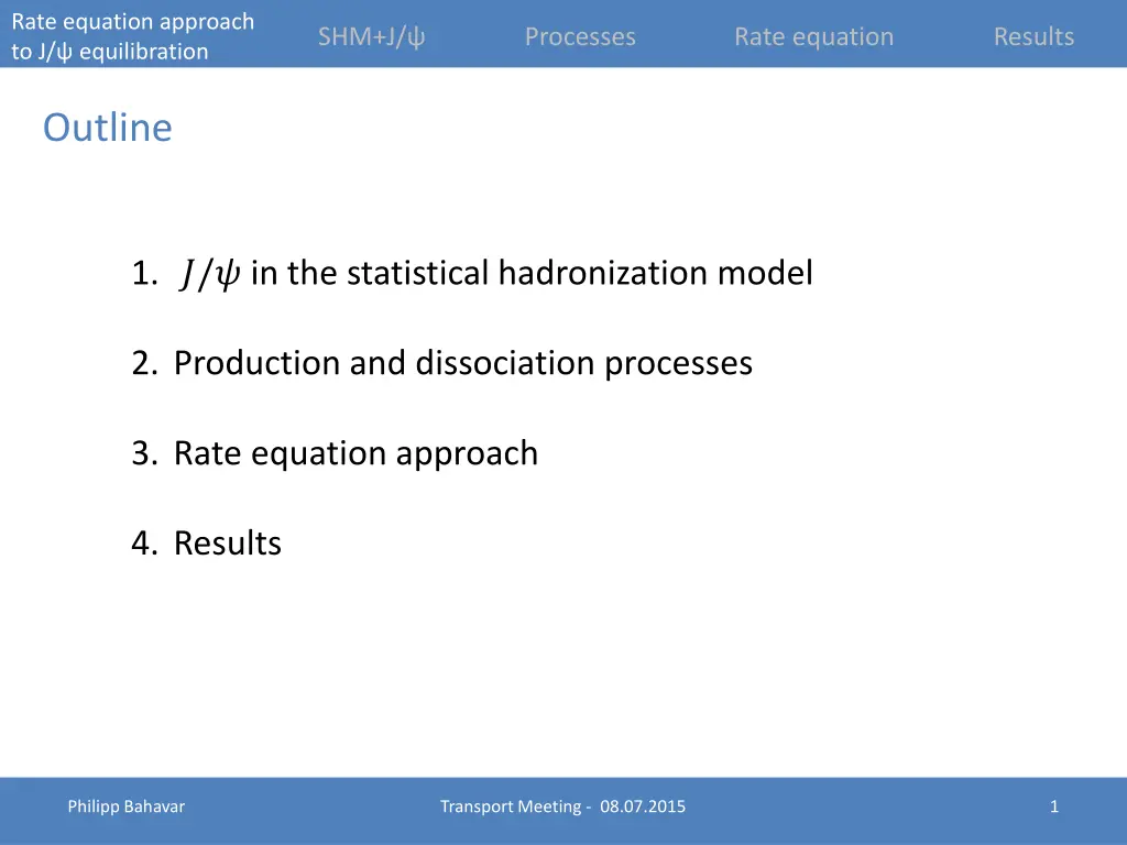 rate equation approach to j equilibration 1