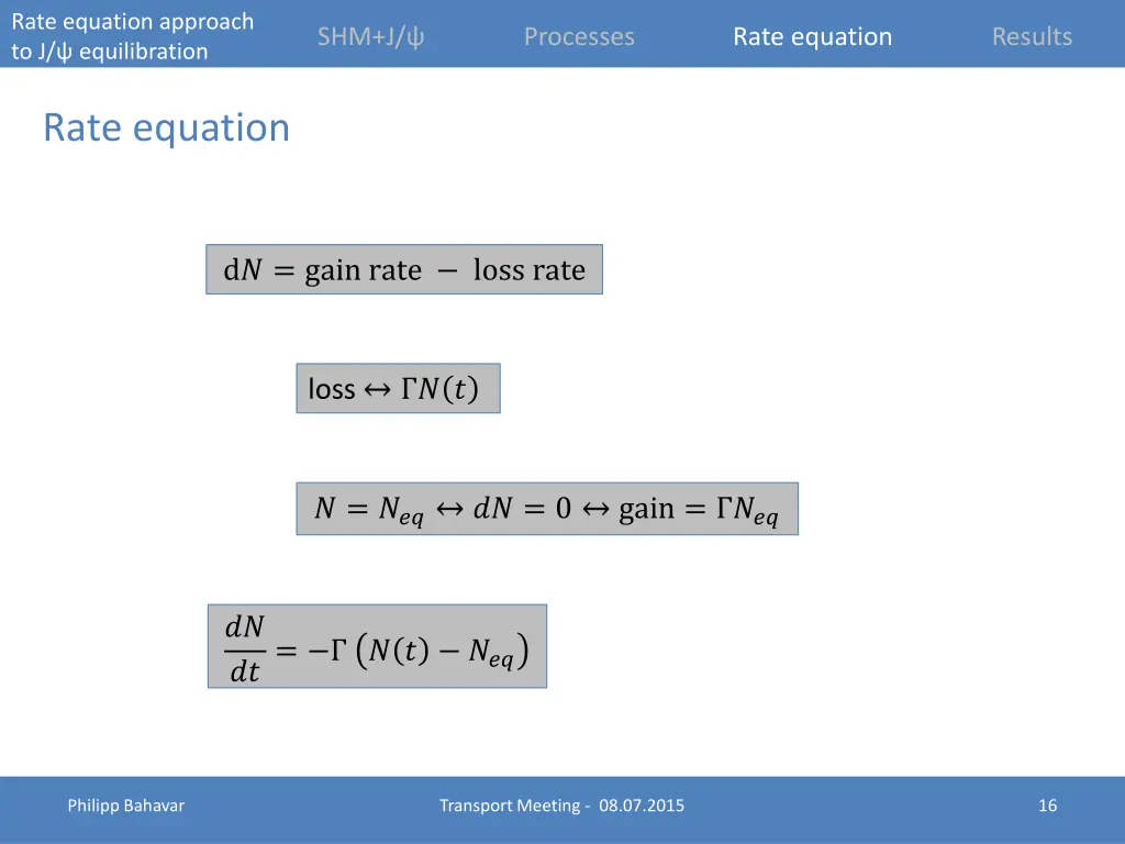 rate equation approach to j equilibration 16