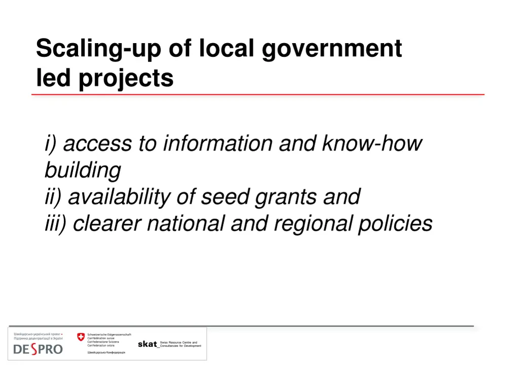 scaling up of local government led projects