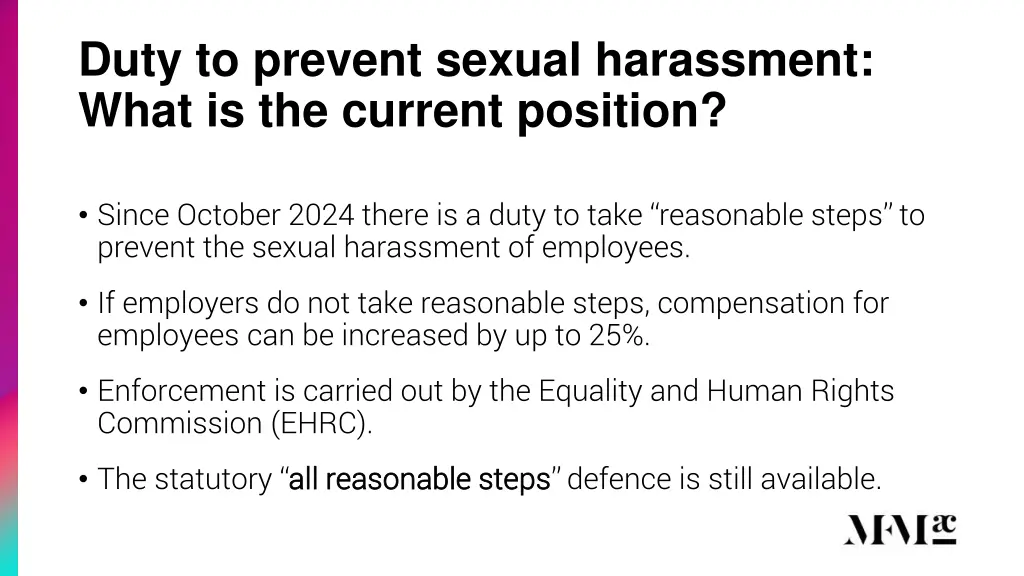 duty to prevent sexual harassment what