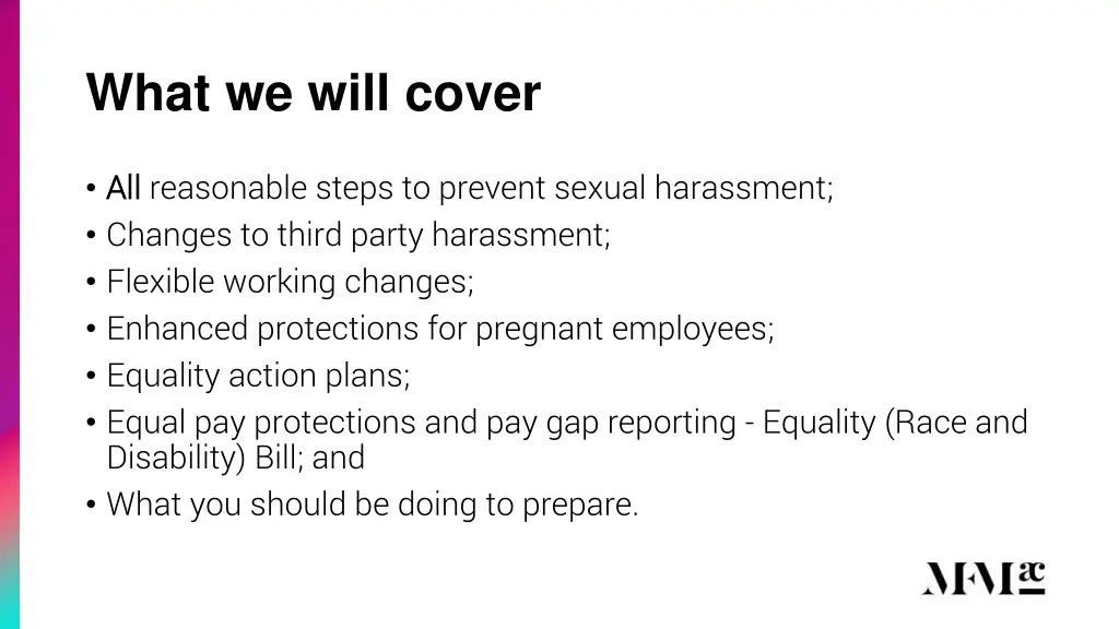 what we will cover