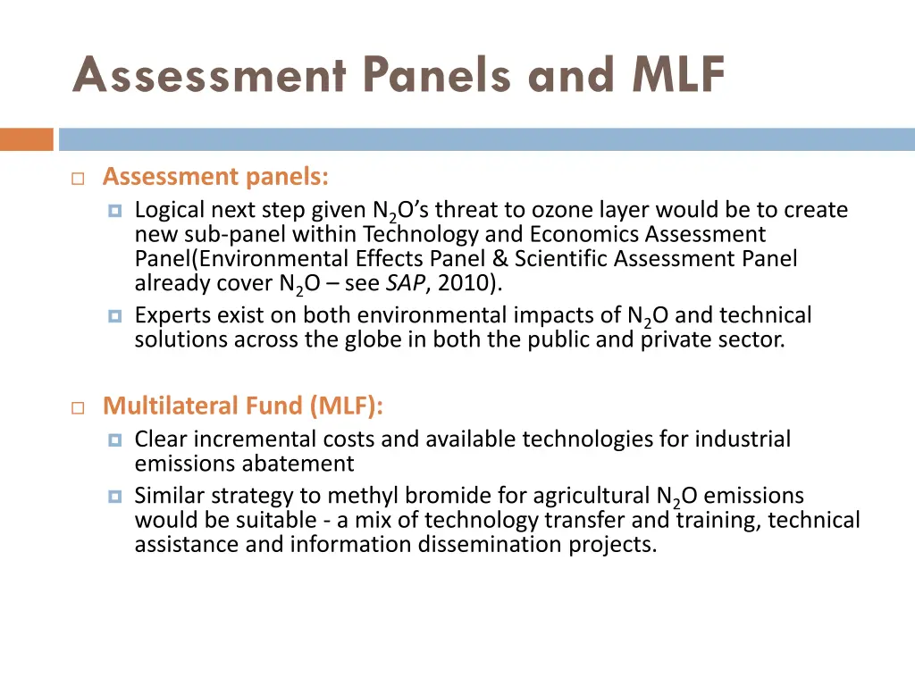 assessment panels and mlf