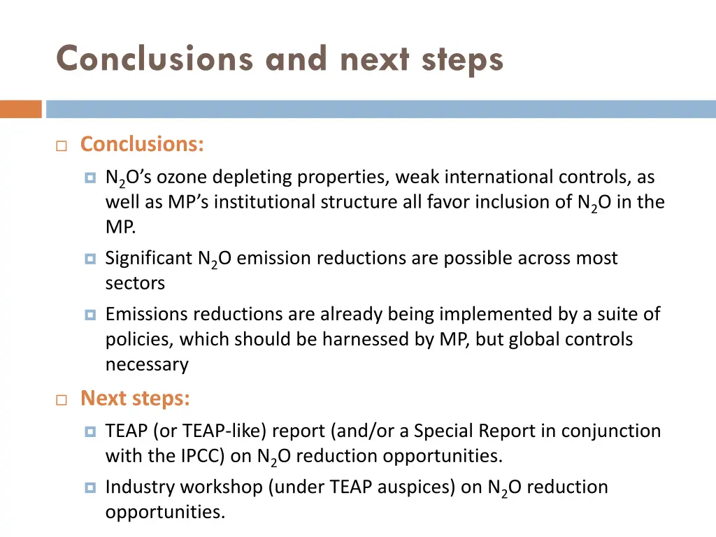 conclusions and next steps