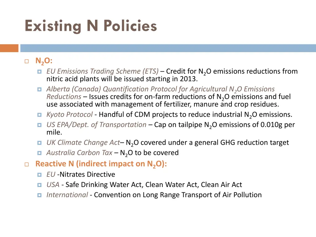 existing n policies