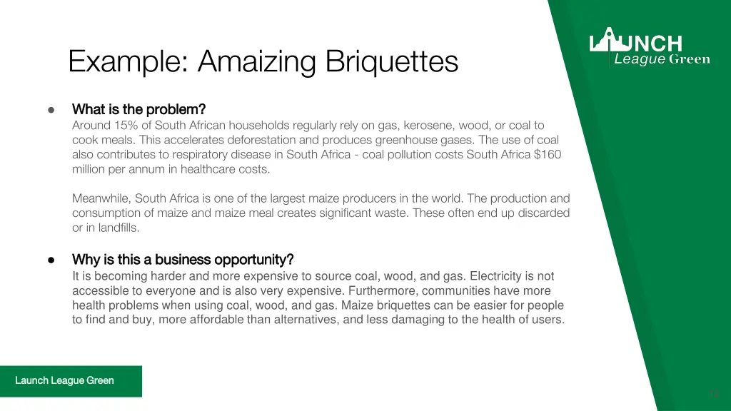example amaizing briquettes