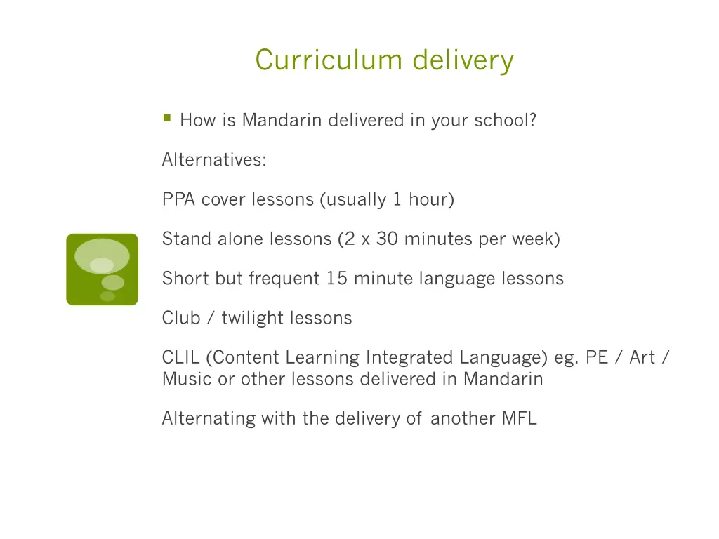curriculum delivery