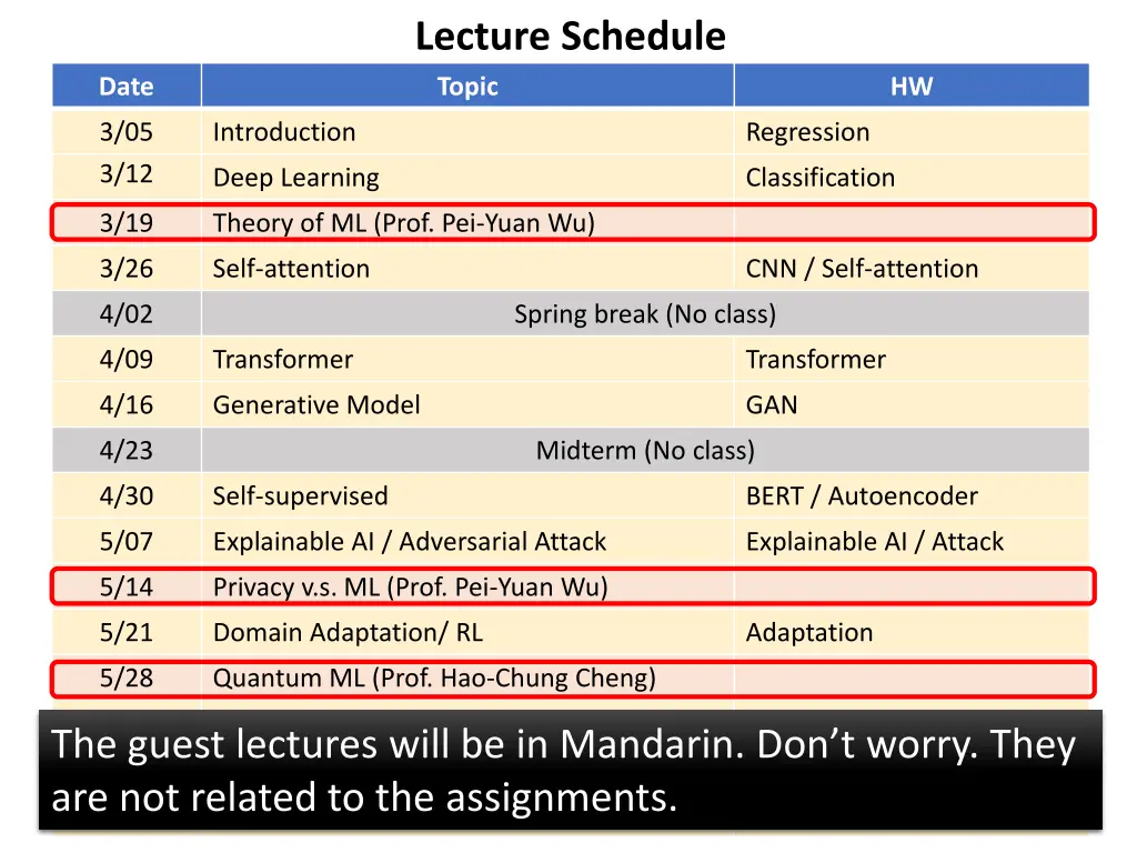 lecture schedule 3