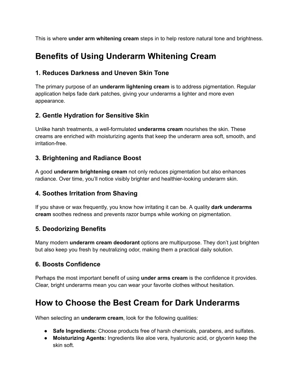 this is where under arm whitening cream steps