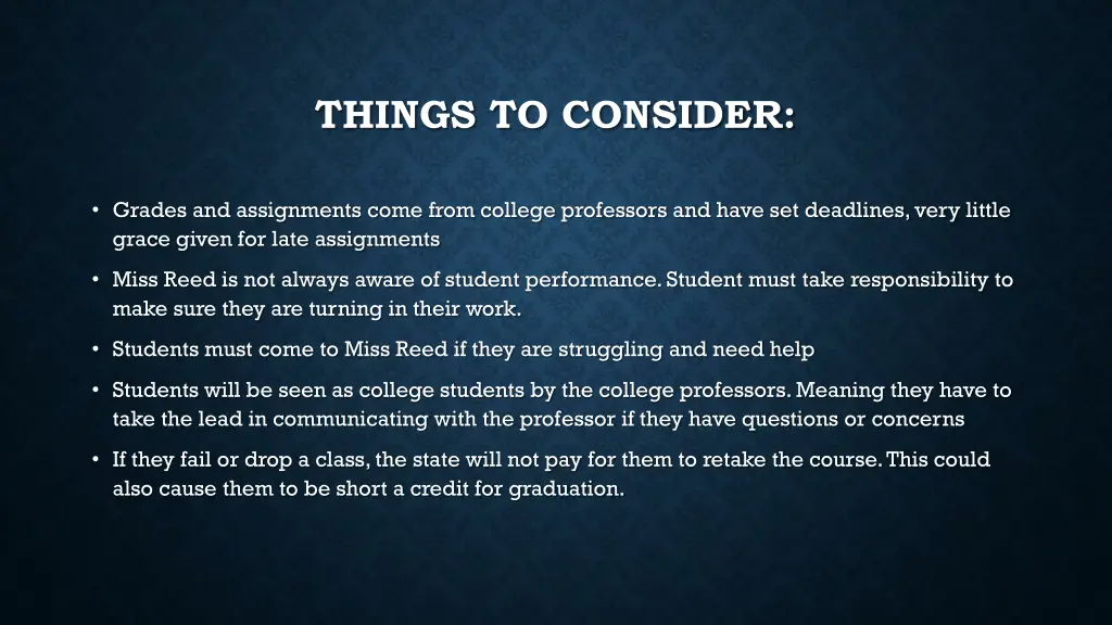 things to consider