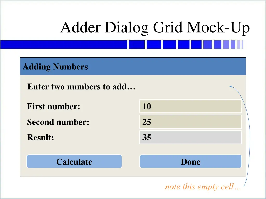 adder dialog grid mock up