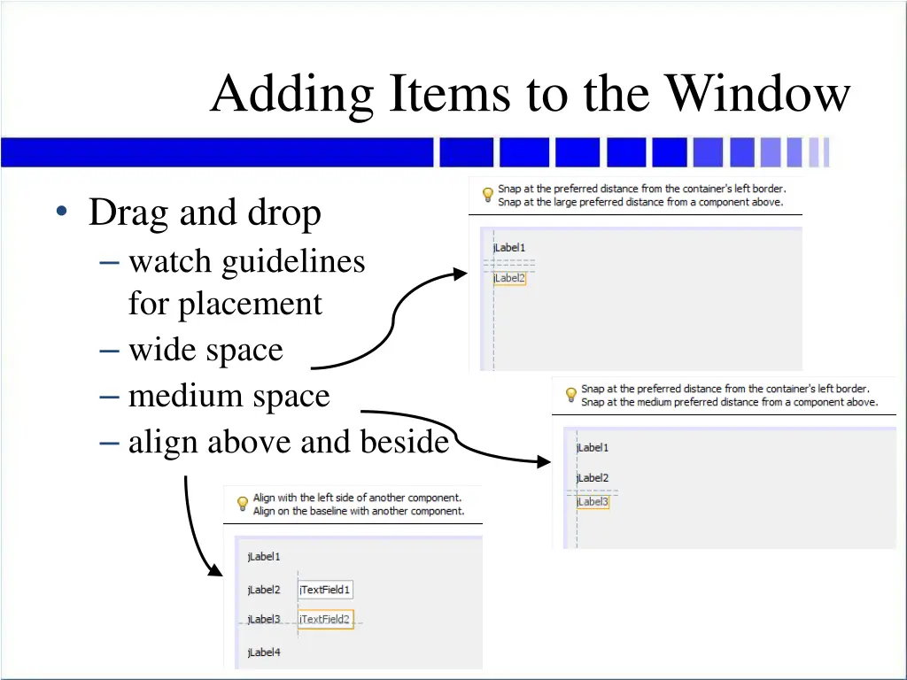 adding items to the window