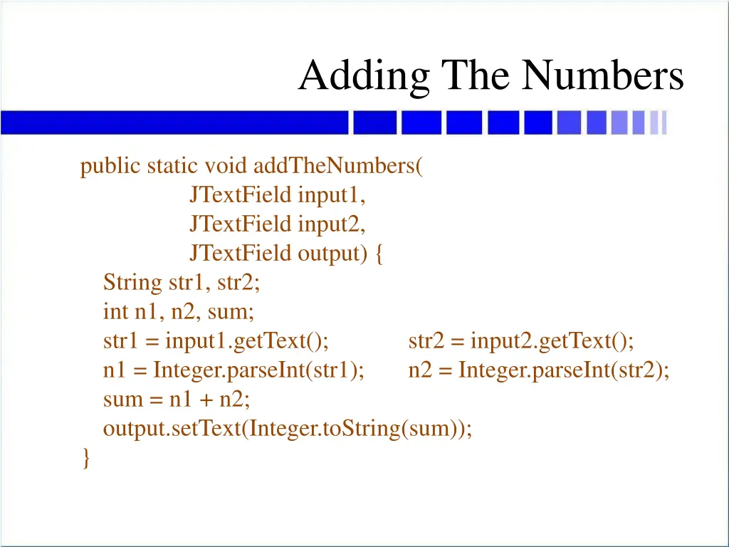 adding the numbers 1