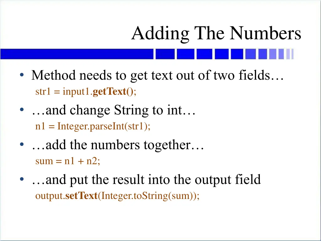 adding the numbers