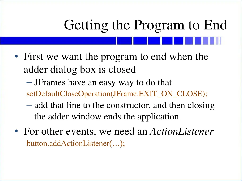 getting the program to end