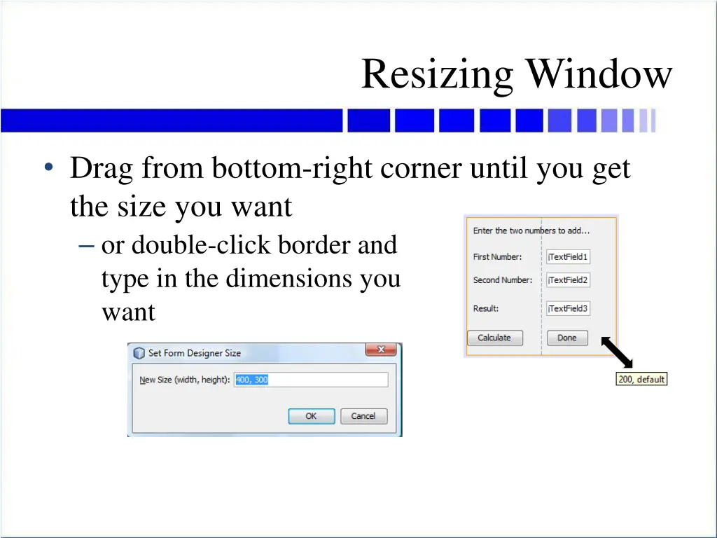resizing window
