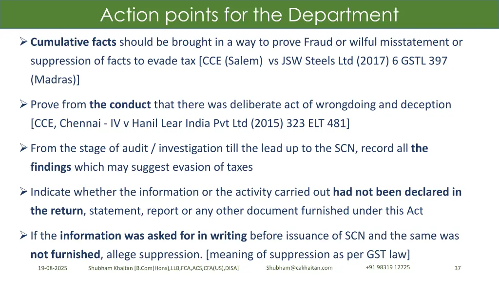 action points for the department