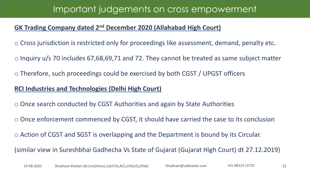 important judgements on cross empowerment