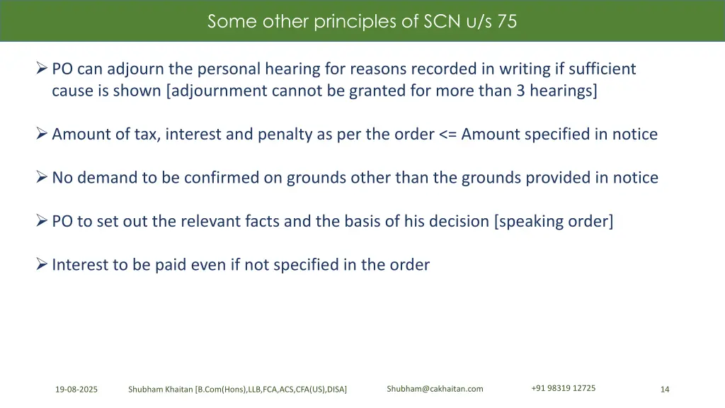 some other principles of scn u s 75