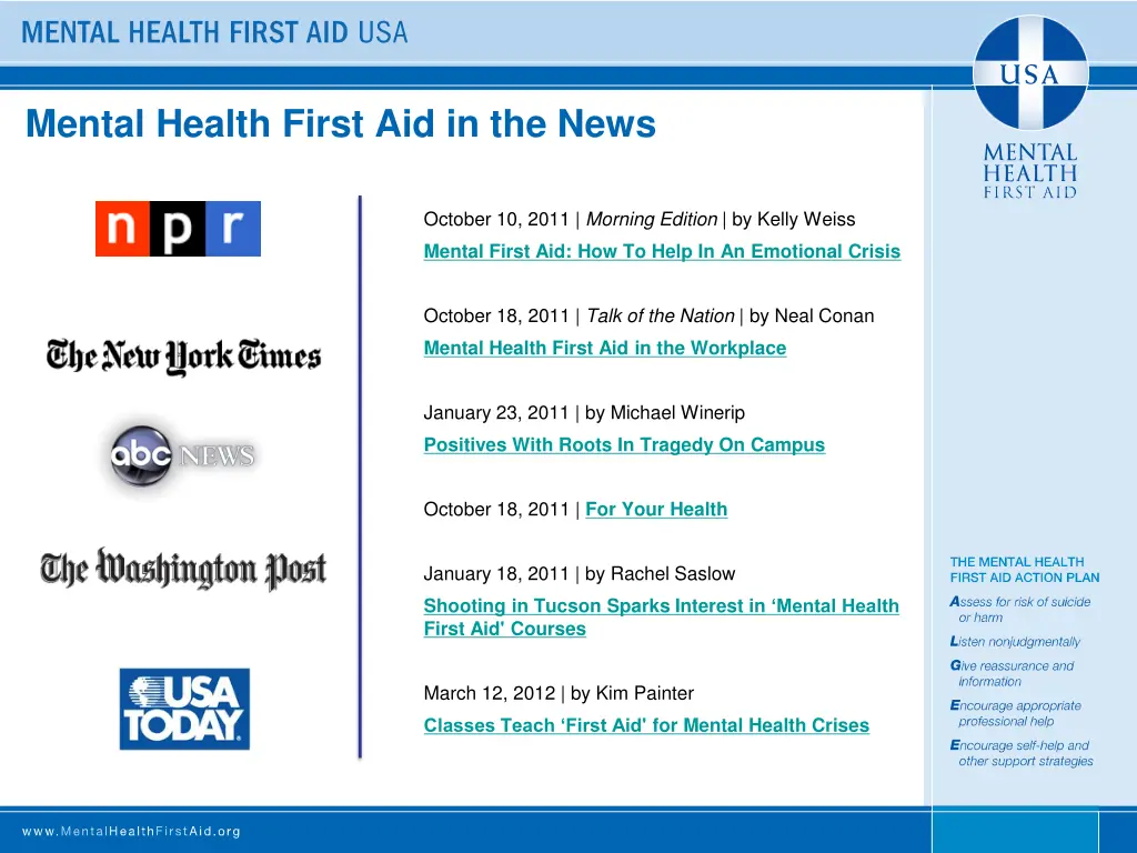 mental health first aid in the news