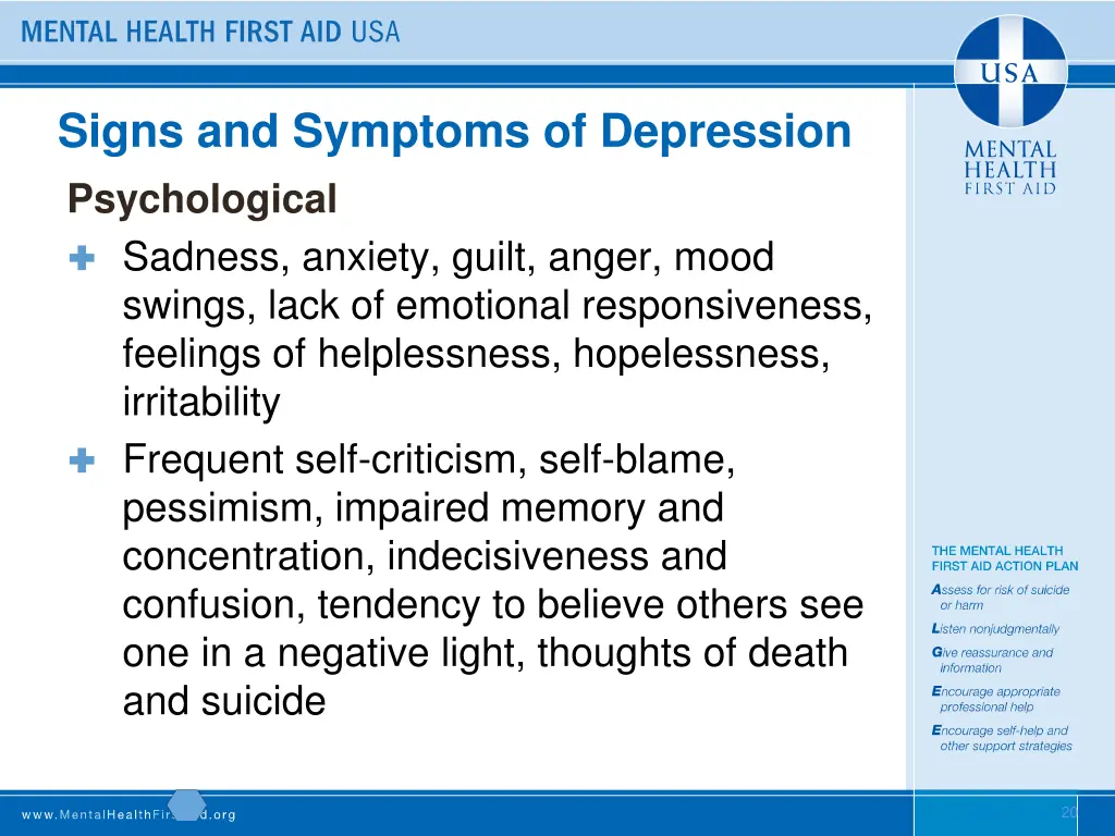 signs and symptoms of depression psychological