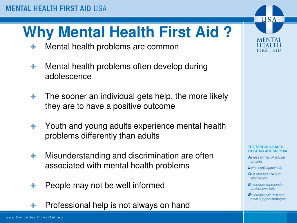 why mental health first aid mental health