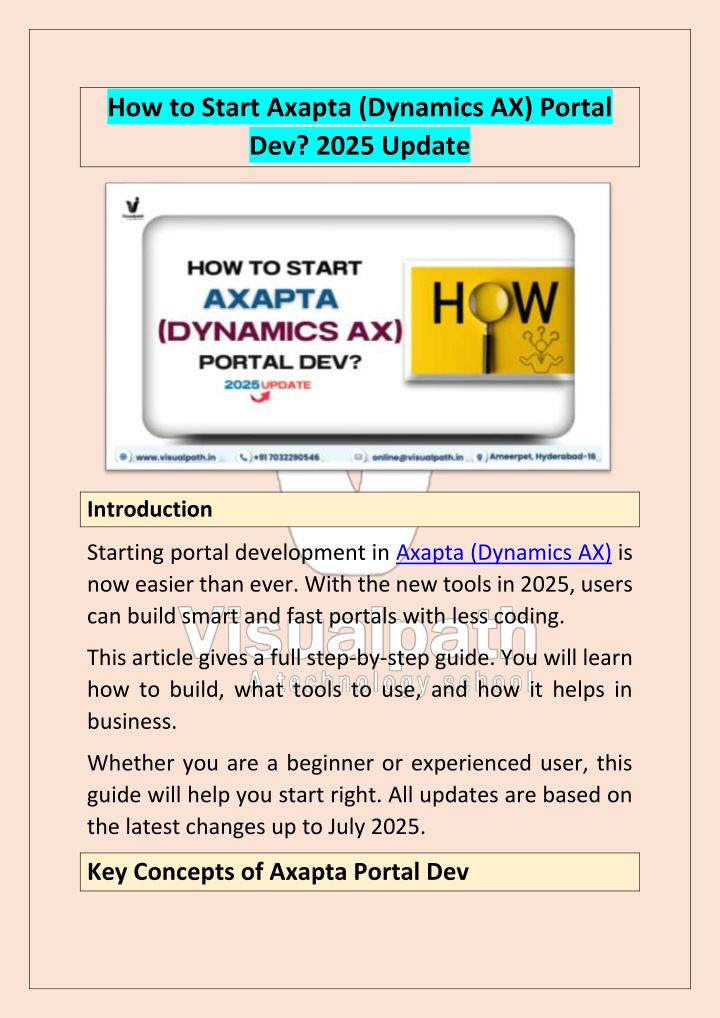 how to start axapta dynamics ax portal dev 2025
