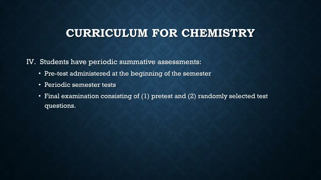 curriculum for chemistry 2