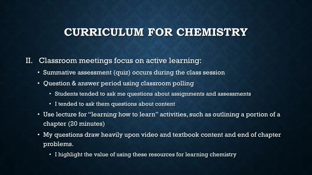 curriculum for chemistry